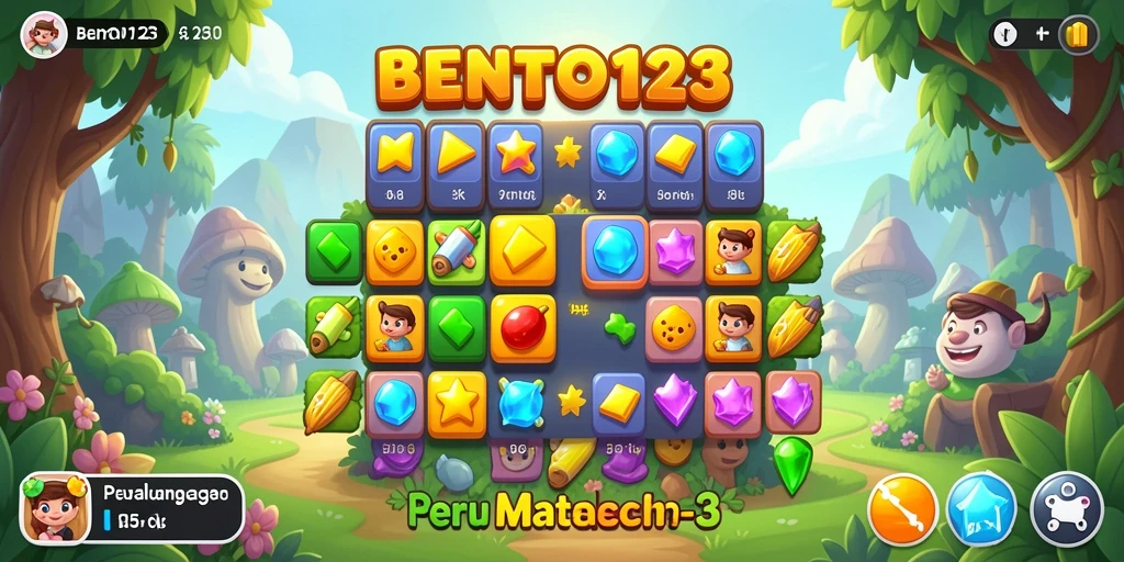 Tampilan gameplay seru dalam BENTO123, penuh warna dan tantangan.
