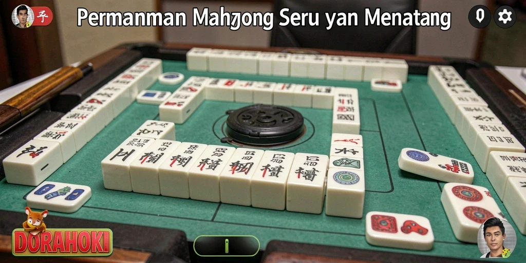 Tampilan permainan DORAHOKI dengan grafik Mahjong yang menarik dan menantang.