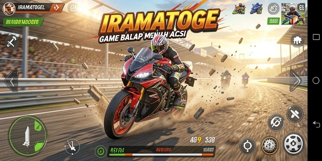 Gameplay mendebarkan dari balapan motor di IRAMATOGEL.