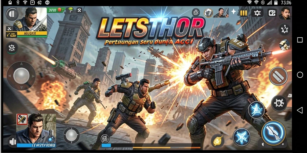 Tampilan gameplay LETSTHOR dengan aksi pertarungan yang intens.