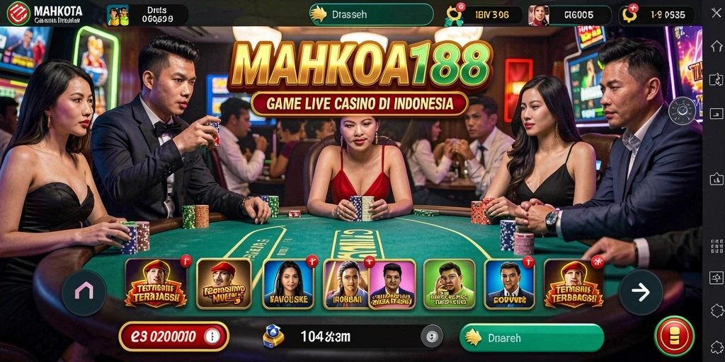Screenshot dari gameplay Live Casino di MAHKOTA188 dengan dealer profesional.