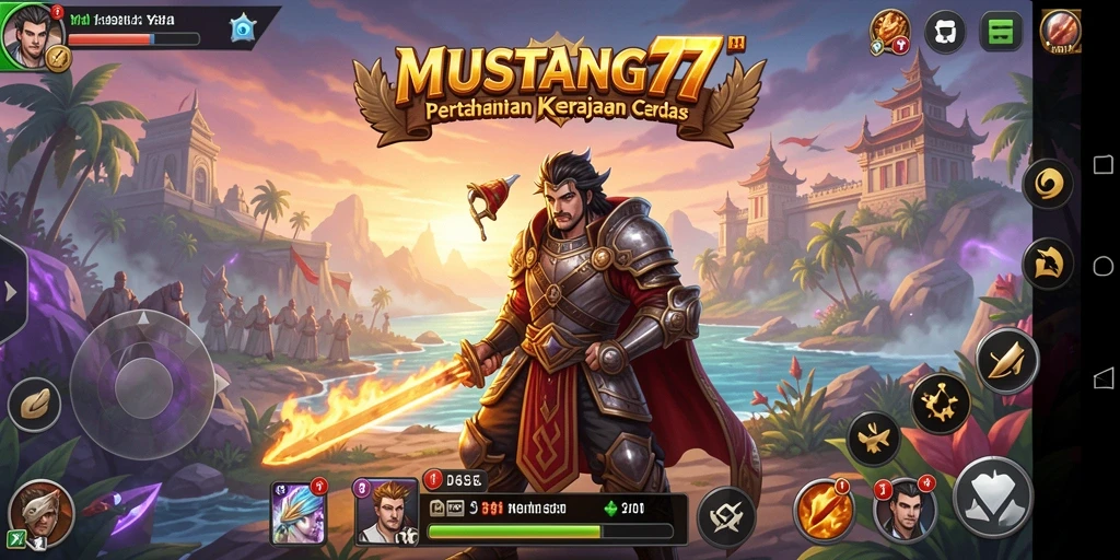 Tampilan gameplay <strong>MUSTANG77</strong> menampilkan strategi menempatkan tower melawan gelombang musuh.