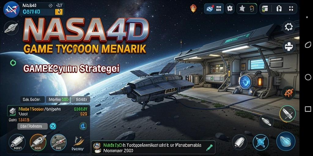 Screenshot utama gameplay Tycoon yang menampilkan manajemen luar angkasa.