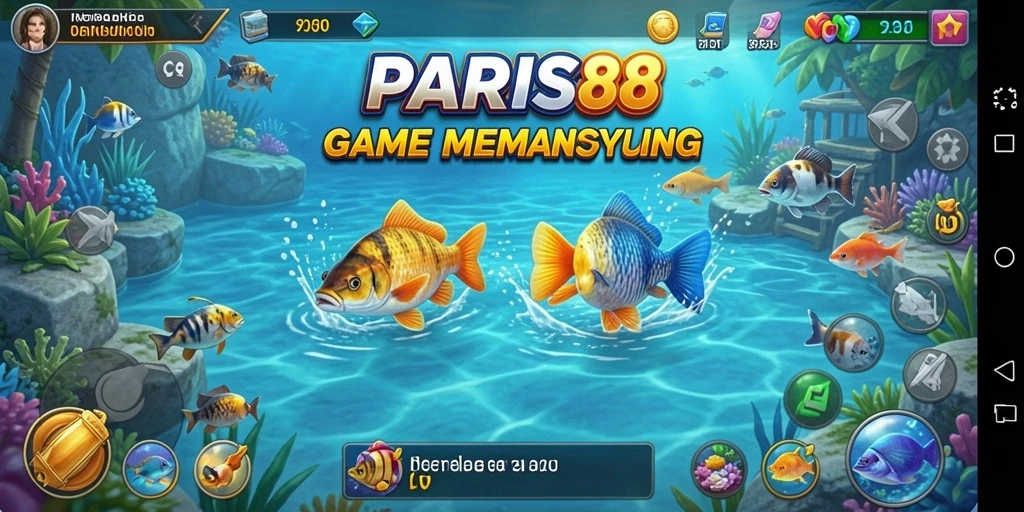 Tampilan gameplay memancing yang menarik dan interaktif.