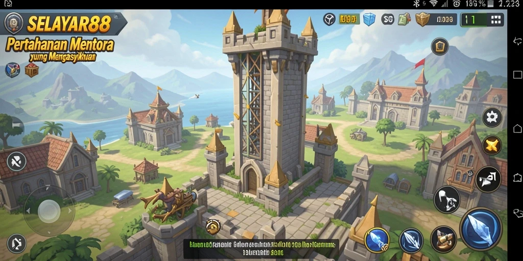 Tampilan gameplay menara pertahanan yang menegangkan dan penuh strategi.