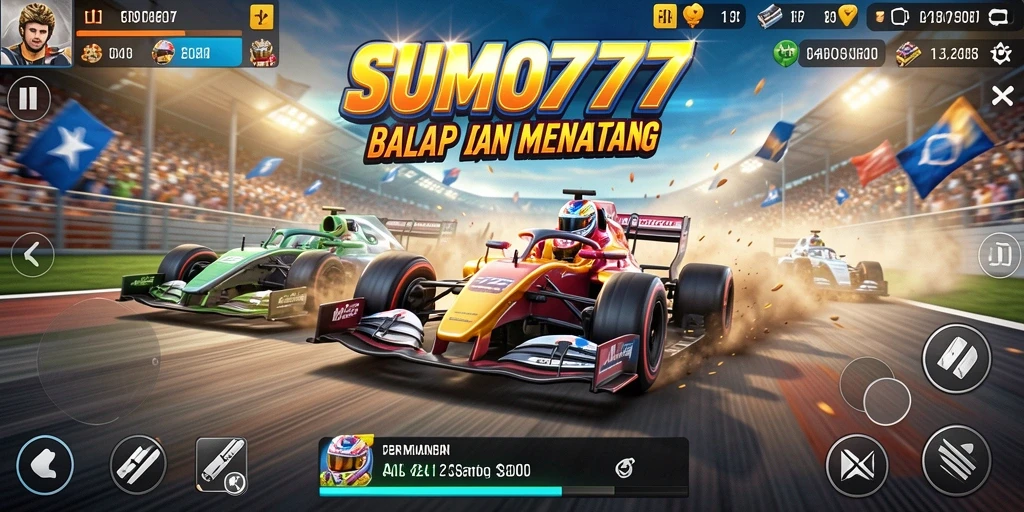 Tampilan gameplay balap yang intens di SUMO777.
