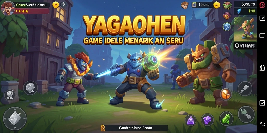 Screenshot gameplay YAGAOHEN menampilkan karakter bertarung secara otomatis dalam suasana yang menarik.